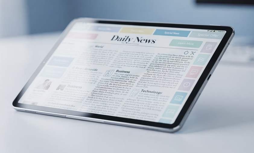Tablet mit Tageszeitung