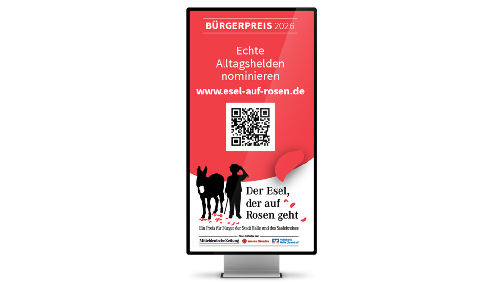 Mockup einer Werbestehle mit dem "Bürgerpreis 2026"